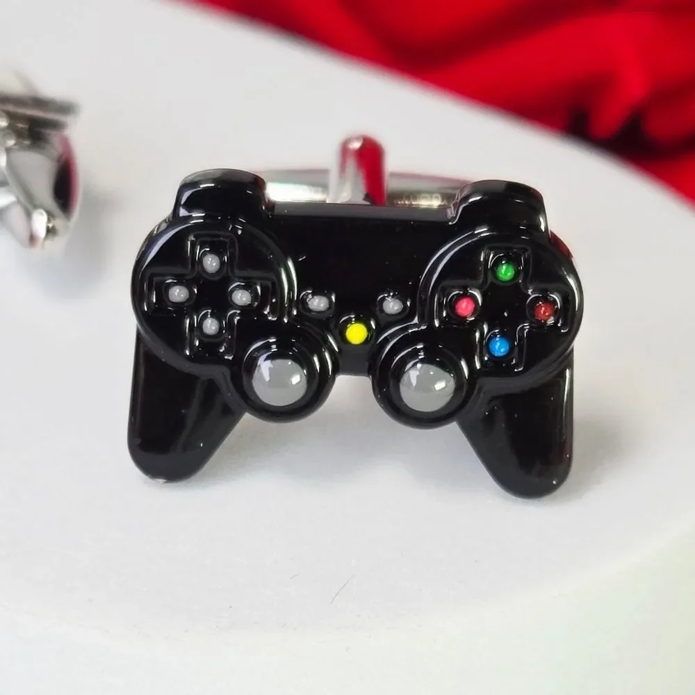 Game Controller Cufflinks Black Enamel Gamer Console Controller French Cuff Prom
